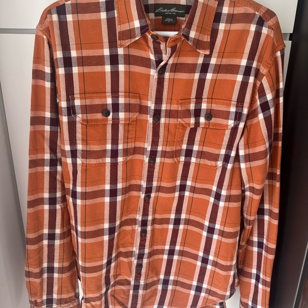 Eddie Bauer Orange Plaid‎ Button-Up Shirt